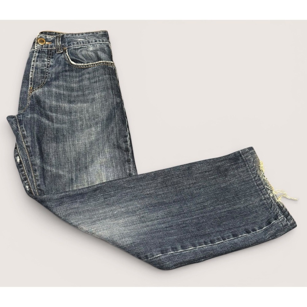 Jean Paul Gaultier Mens 31 Blue Bootcut Jeans Bull Skull Button Fly Y2K